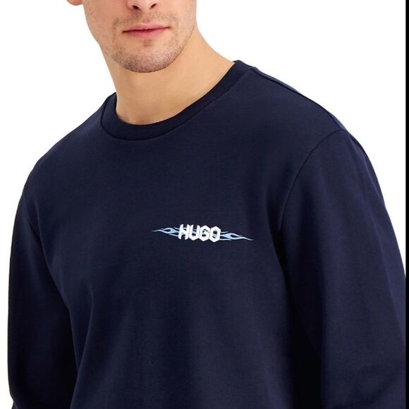 HUGO BOSS Men’s Flame Logo Sweat Shirt  Dark Blue S - Picture 3 of 7